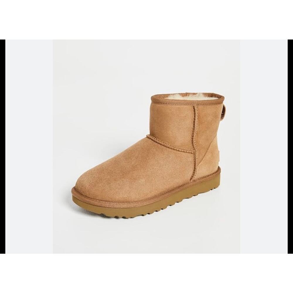 UGG Women's Classic Mini Boot Black Chestnut brown/tan Size 6 EU 38